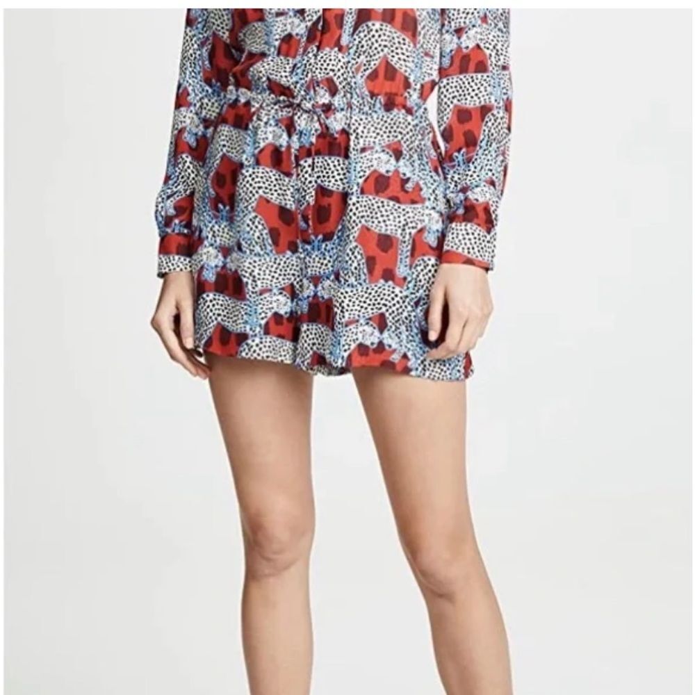 PARKER Silk Leopard Anamalia Print Blouson Mini Dress with Pockets - Size 14 - Picture 3 of 11